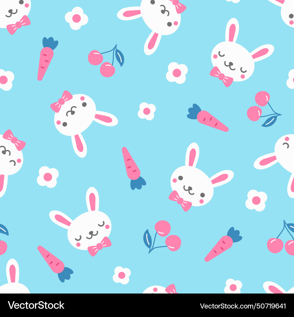 Rabbit with flower and carrot seamless pattern Rabbit with flower and carrot seamless pattern vector image