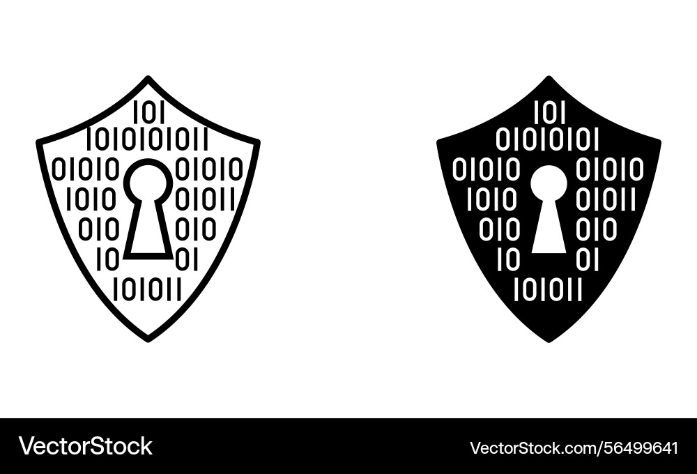 Shield with binary code and keyhole Shield with binary code and keyhole vector image