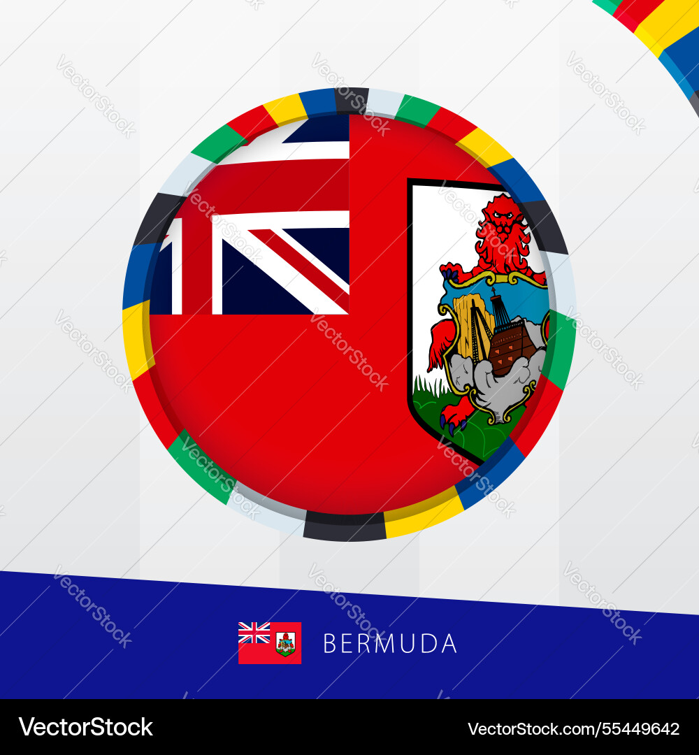 Bermuda flag with colorful circle border Vector Image