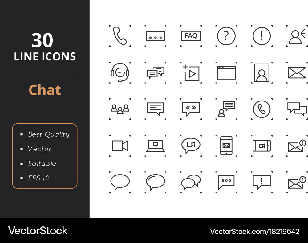 Chat Line Icons - Speech Bubble Set vector image