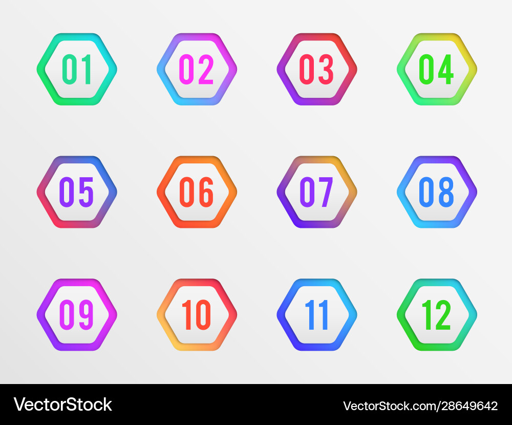 Colorful Number Pointers - Steps vector image