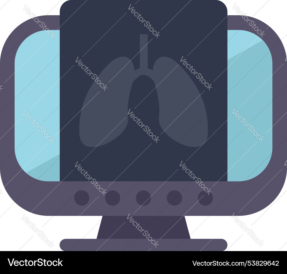 Computer displaying lungs x ray on screen Computer displaying lungs x ray on screen vector image