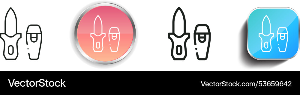 Dive knife icon thin linear regular and button vector image