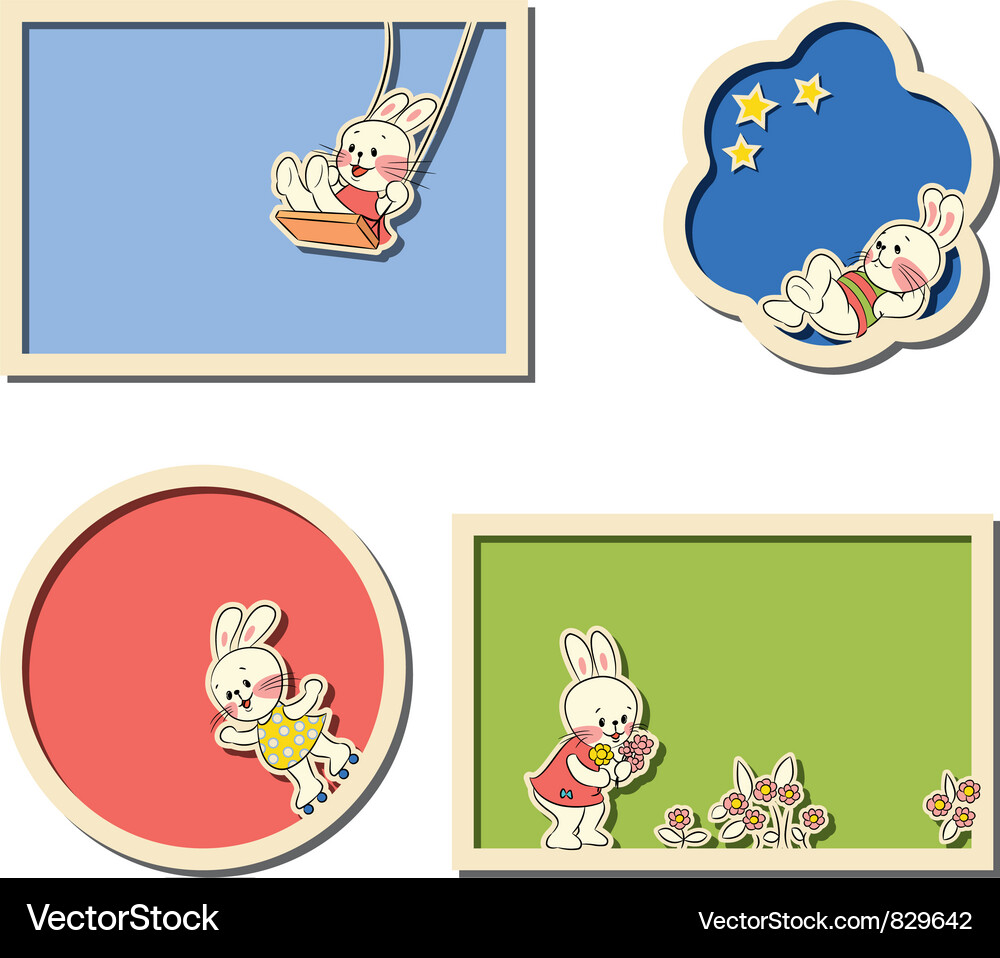 Frames with rabbits Vector Image