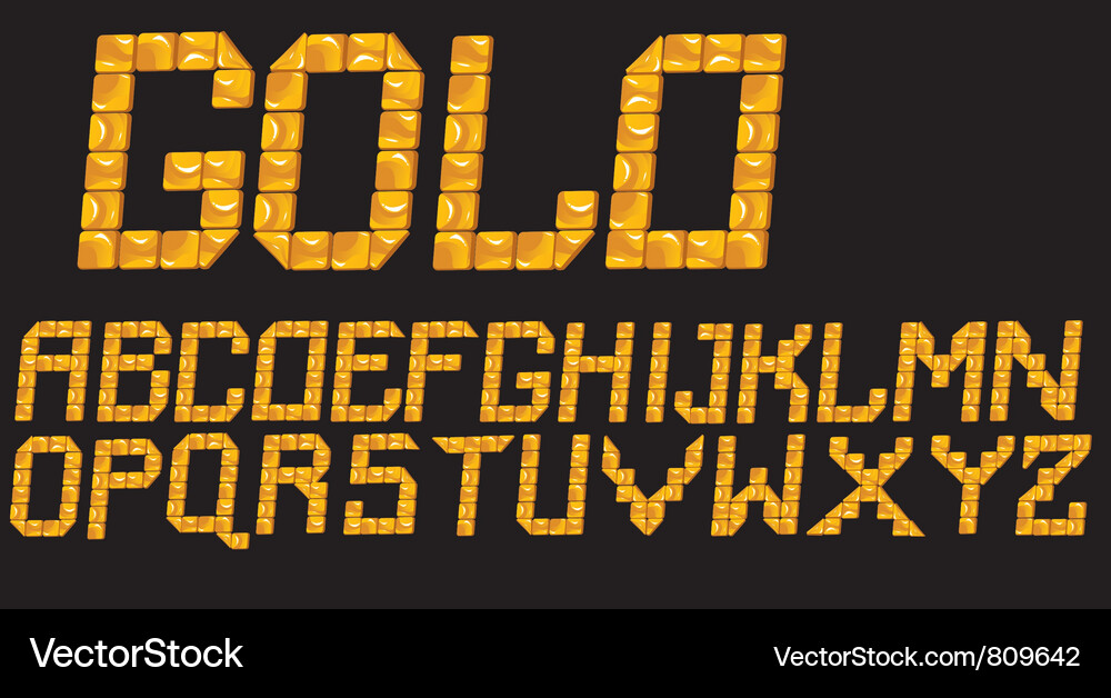 Golden Mosaic Font Vector Image