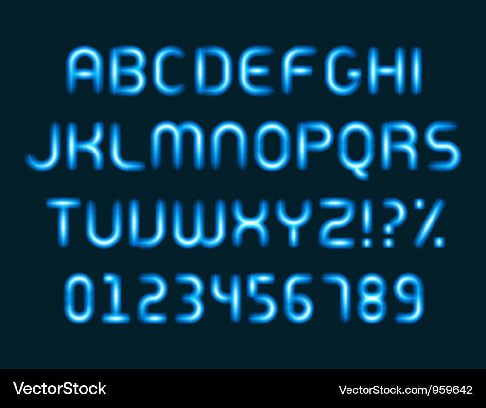 Neon Alphabet Font - Glowing Letters Vector Image