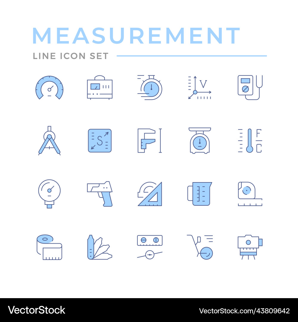 Set color line icons of measurement Set color line icons of measurement Vector Image