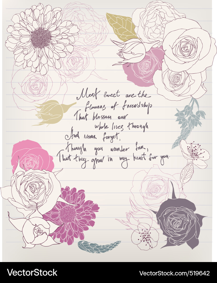 Vintage Floral Postcard vector image