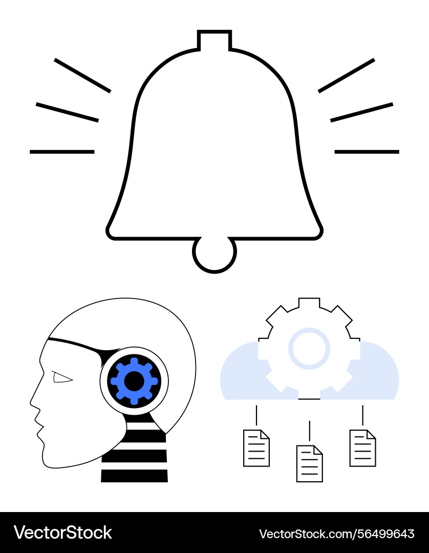 Artificial intelligence in notifications and cloud Artificial intelligence in notifications and cloud Vector Image