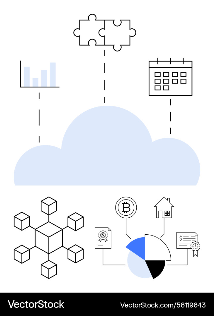 Cloud computing integration with blockchain Cloud computing integration with blockchain vector image