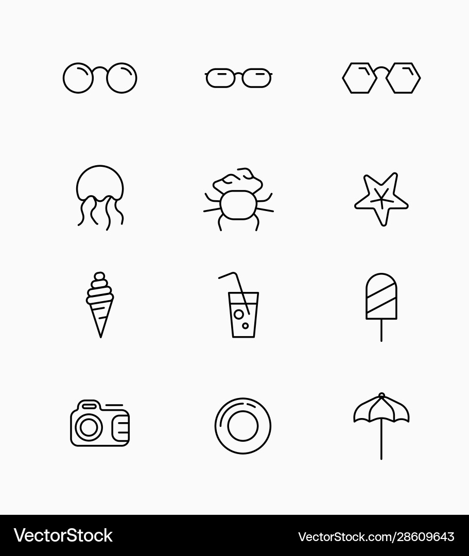 Design and linear icons for collection things vector image