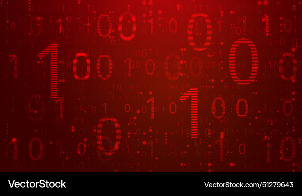 Digital binary code on dark red background data Digital binary code on dark red background data vector image
