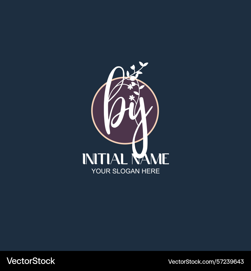 Elegant by initial logo design with botanical vector image