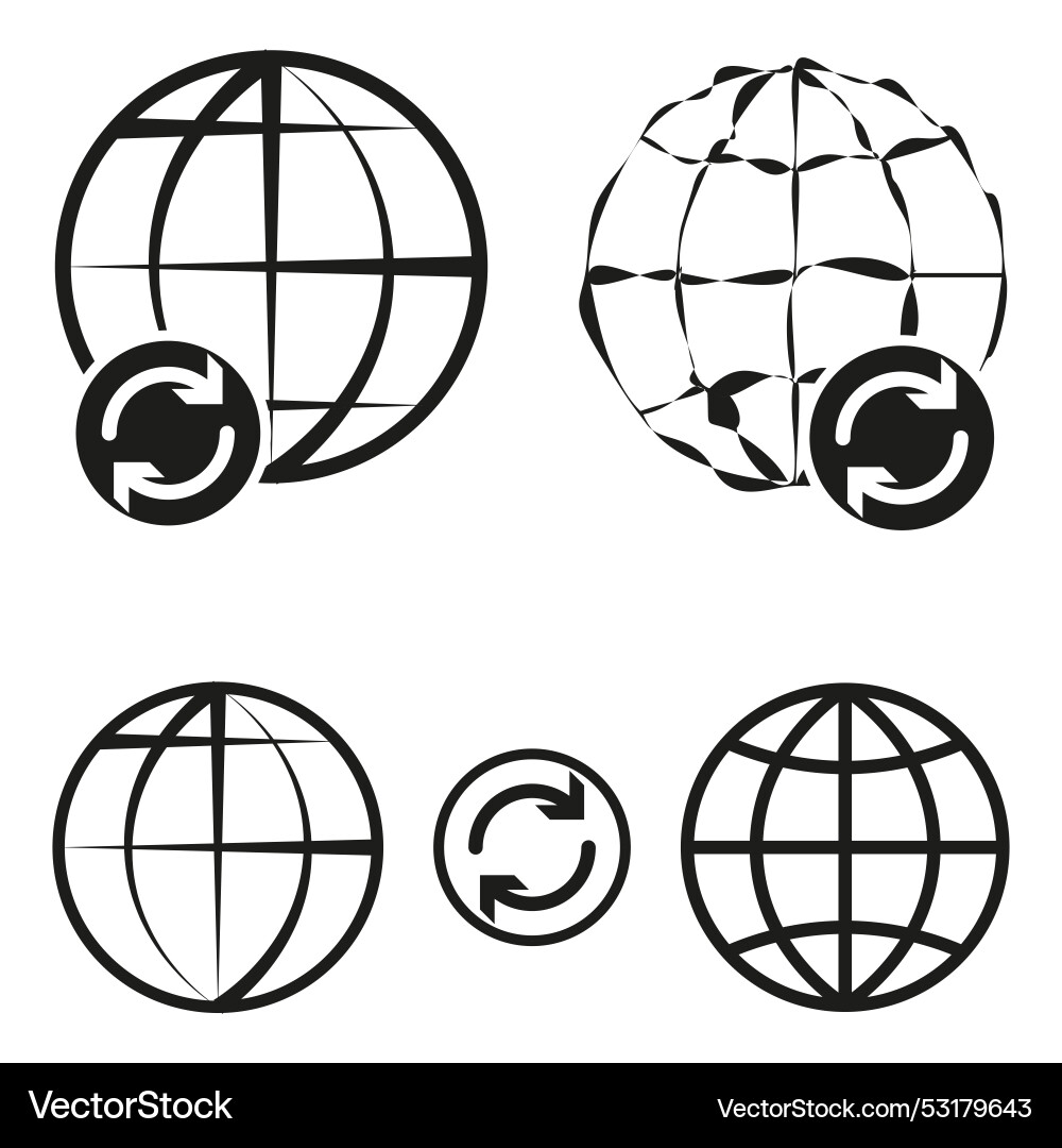 Global synchronization icons world connectivity Global synchronization icons world connectivity vector image