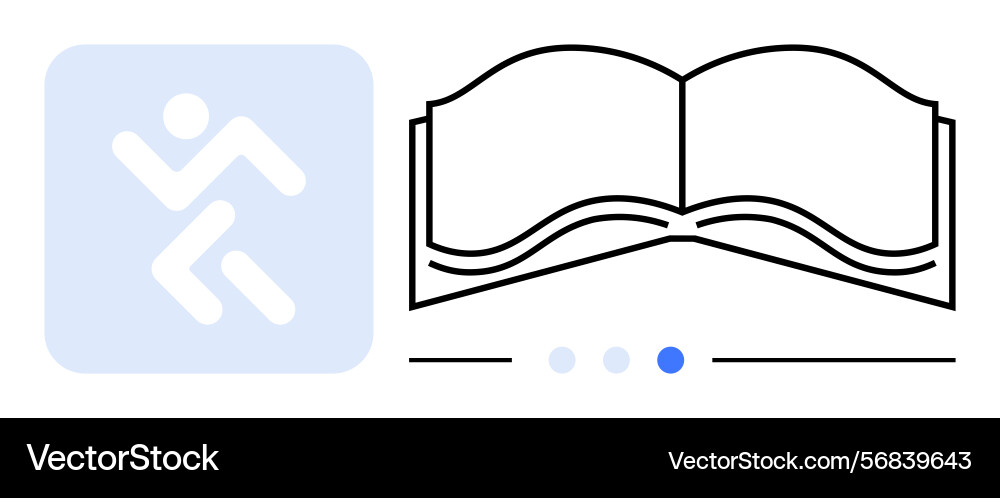 Open book with navigation elements and abstract Vector Image