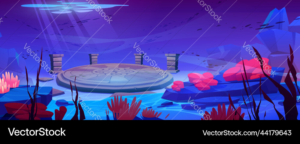 Sea bottom with ancient atlantis architecture Sea bottom with ancient atlantis architecture vector image