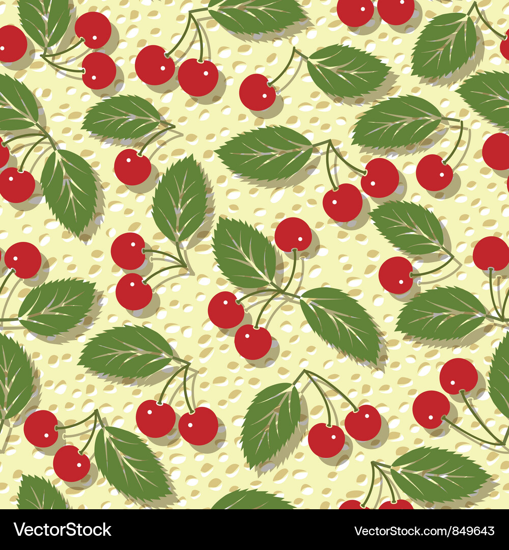 Seamless pattern with red cherries Vector Image