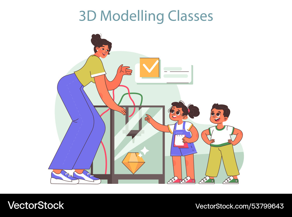 Tech camp for children 3d modeling technologies Tech camp for children 3d modeling technologies vector image