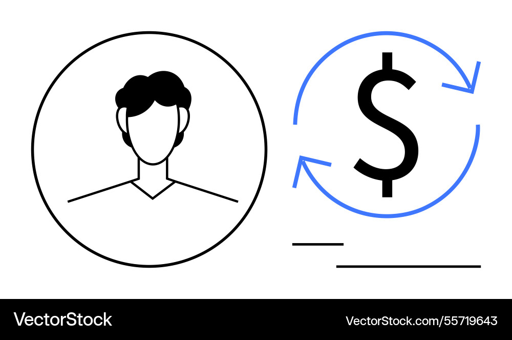 User profile with currency cycle symbol User profile with currency cycle symbol Vector Image