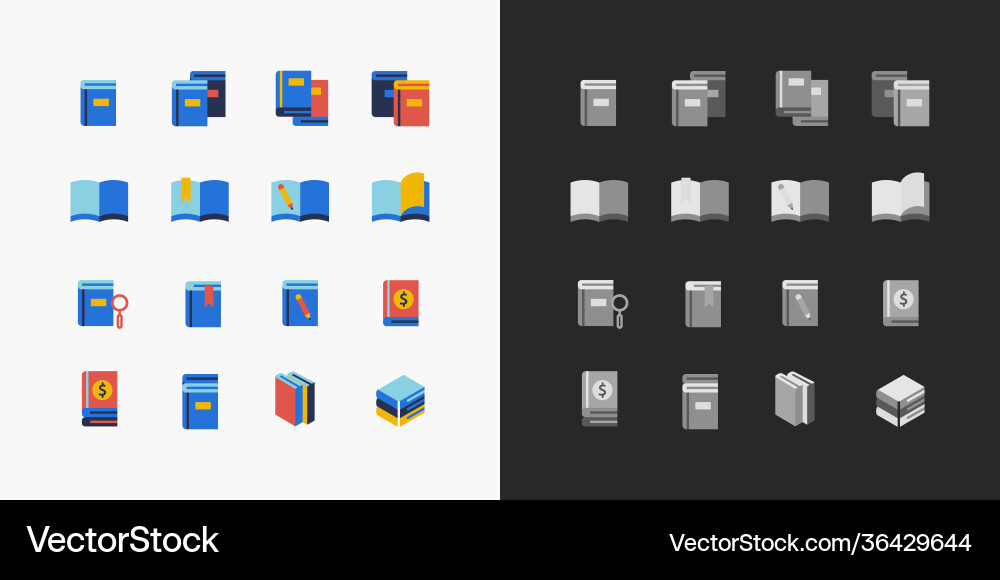 Book flat line icons design set Book flat line icons design set vector image