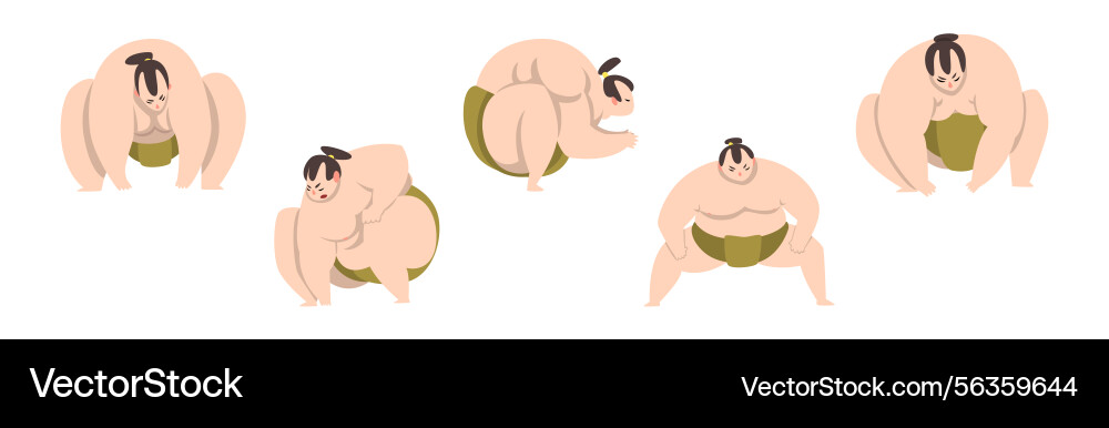 Man sumo wrestler character in action pose Vector Image