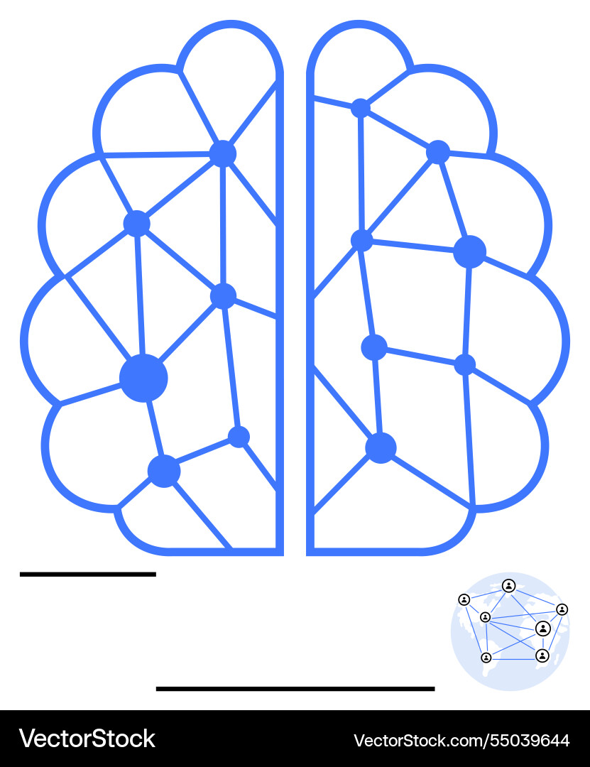 Neural network brain concept with connected nodes Neural network brain concept with connected nodes vector image