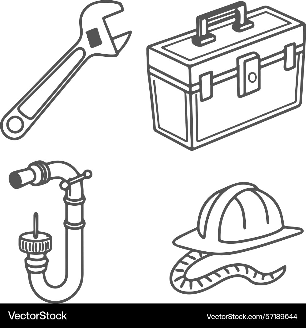 Plumber elements set vector image