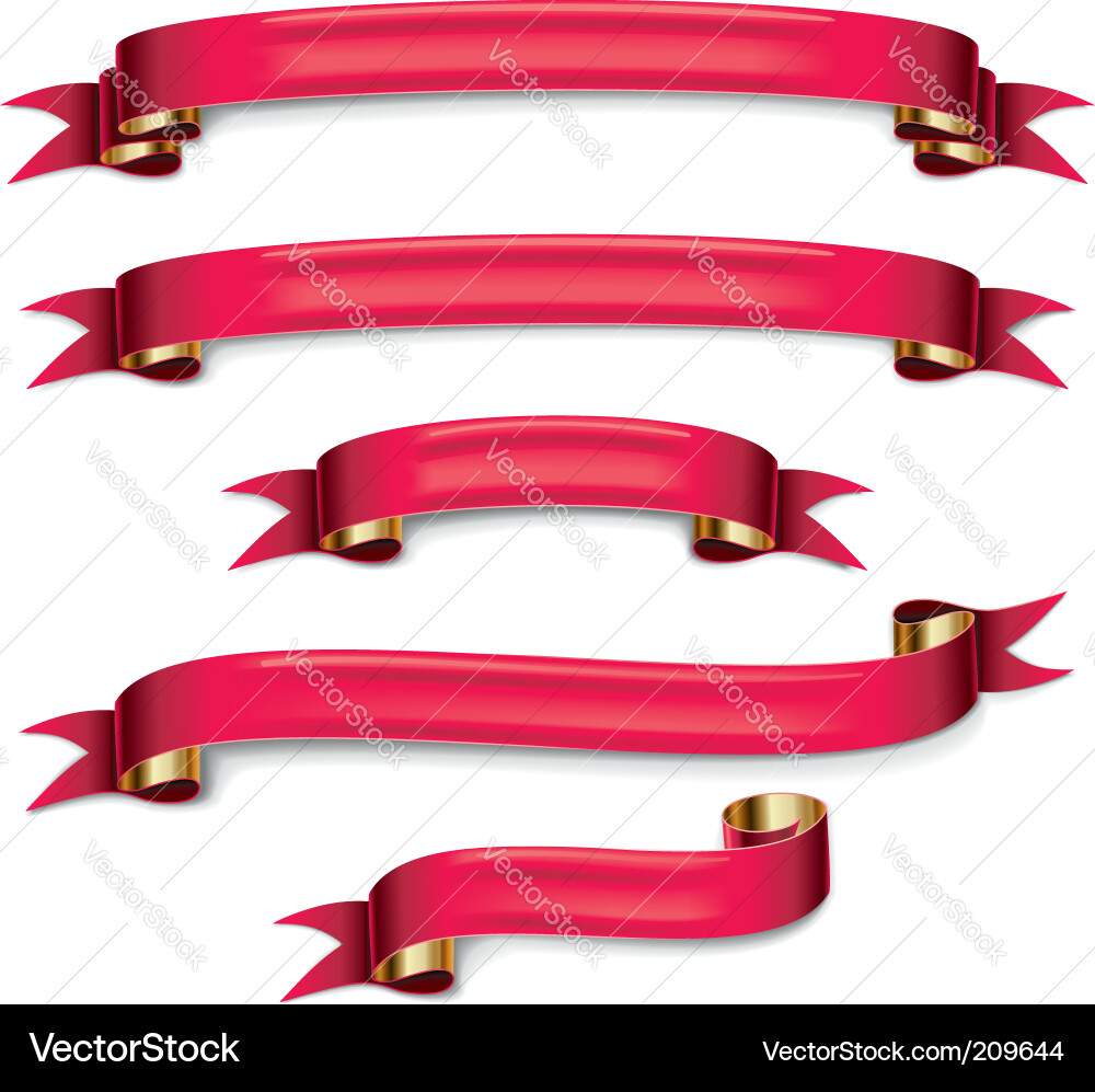 Red ribbons set vector image