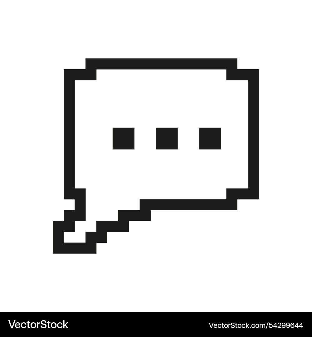 Retro pixelated speech bubble icon with three dots Vector Image