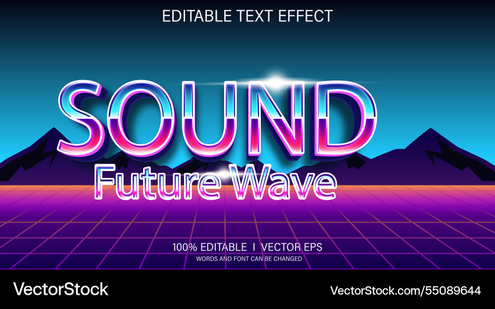Sound future wave 3d text effect with modern Sound future wave 3d text effect with modern vector image