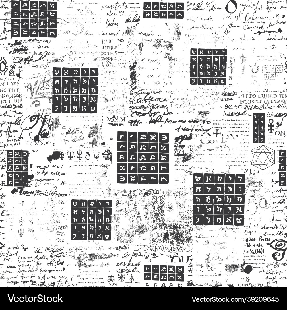 Abstract seamless pattern with scribbles and text Abstract seamless pattern with scribbles and text vector image