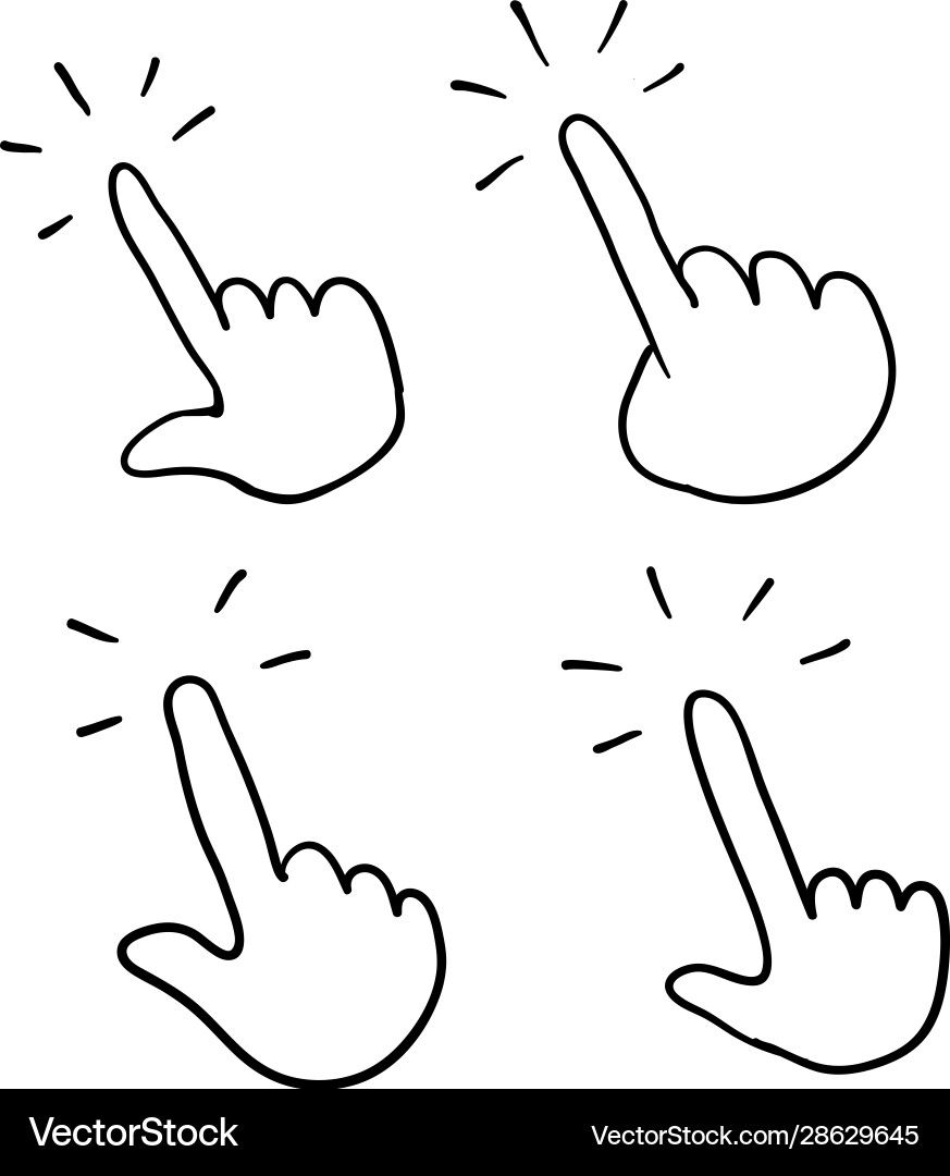 Clicking finger icon hand pointer with drawn Clicking finger icon hand pointer with drawn vector image