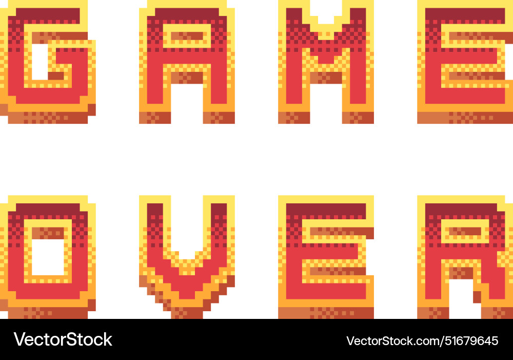 Game over text in pixel art style Game over text in pixel art style vector image