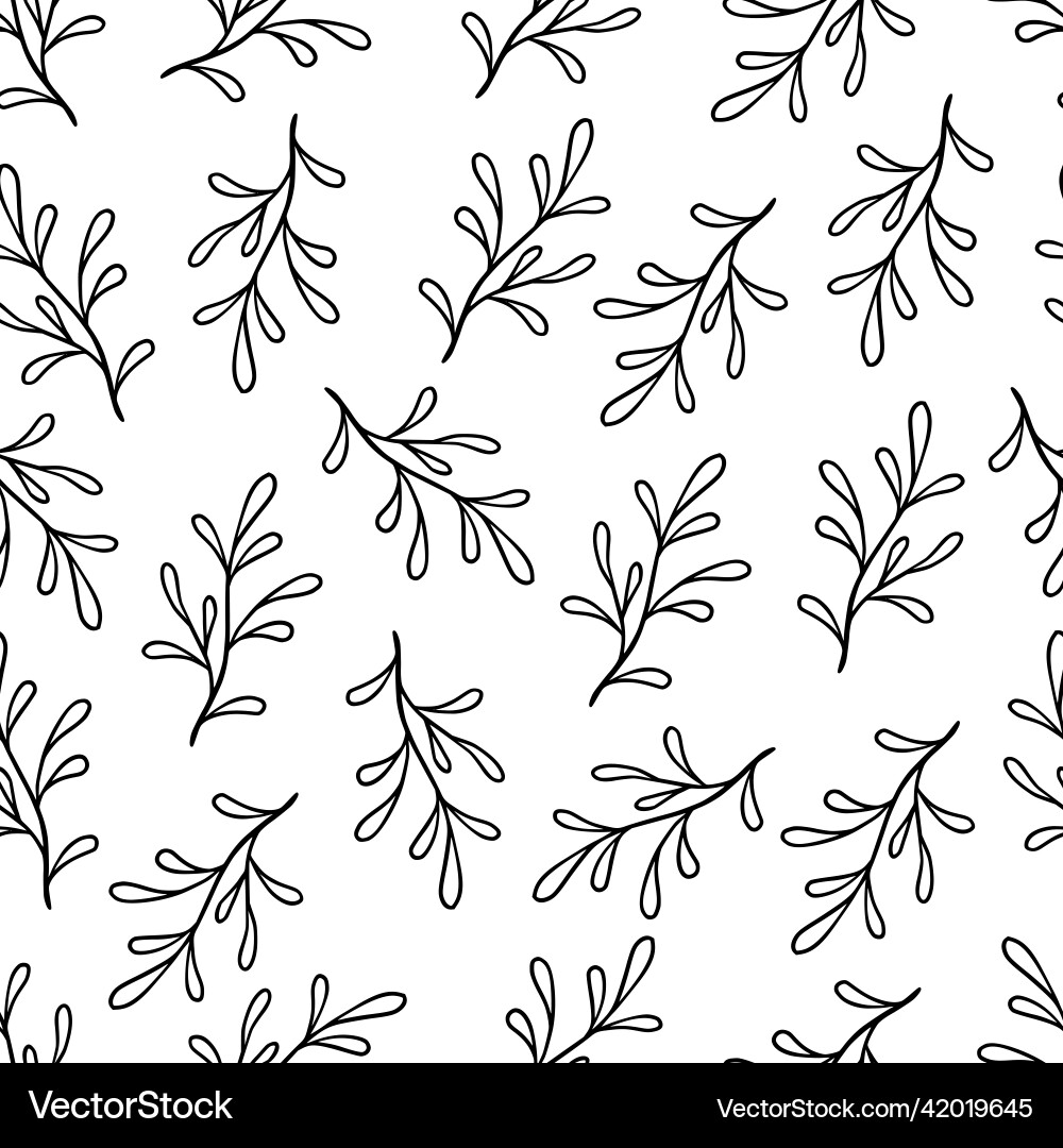 Hand drawn leaf seamless pattern Royalty Free Vector Image