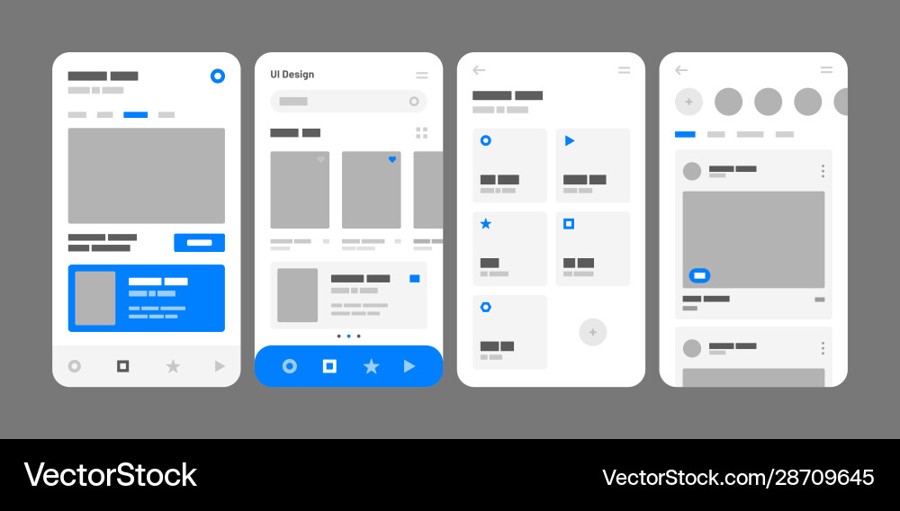 Mobile App Konzept Flussdiagramm mit ui Elementen Mobile App Konzept Flussdiagramm mit ui Elementen Vektorbild