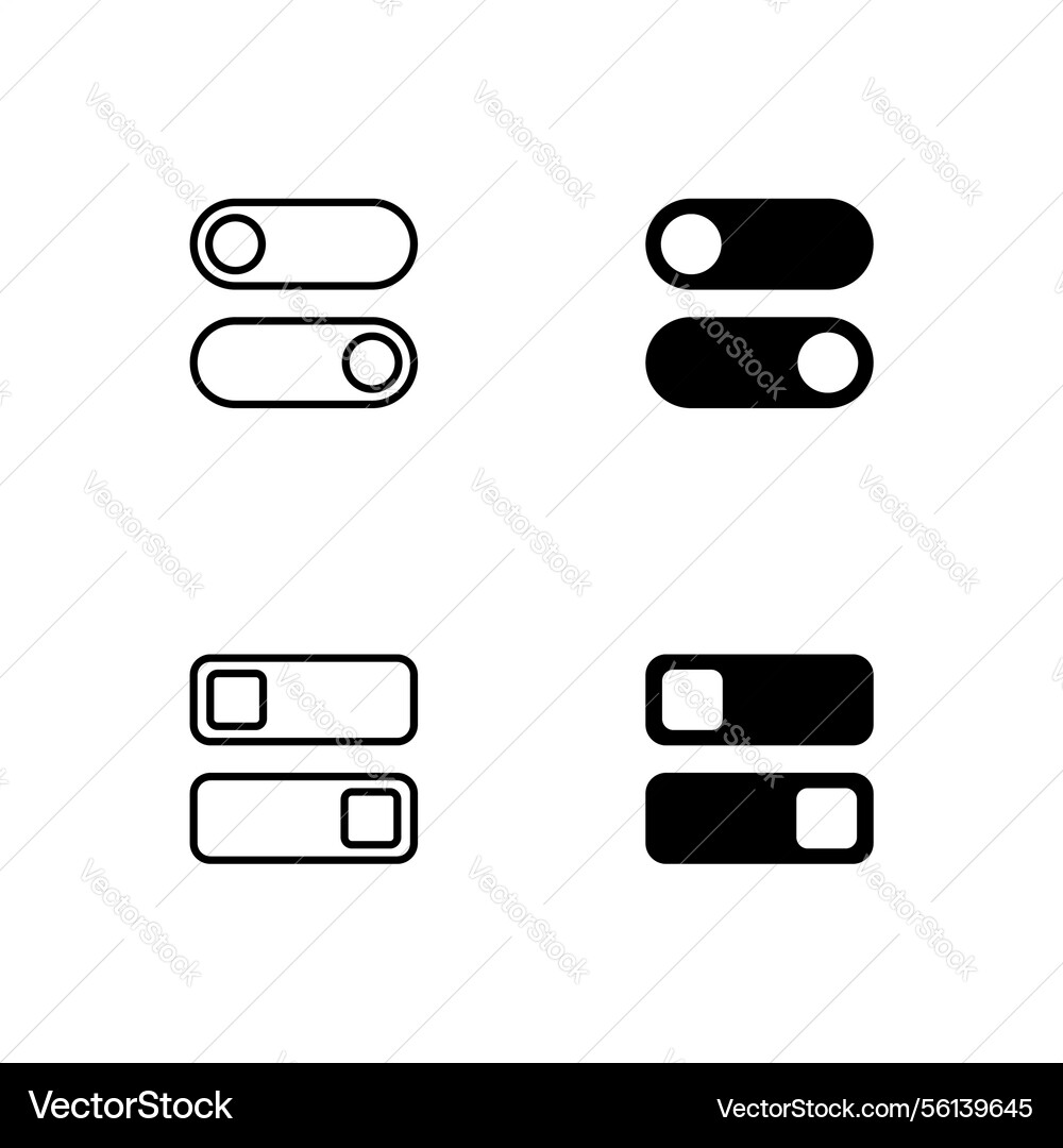 On and off toggle switch buttons button On and off toggle switch buttons button vector image