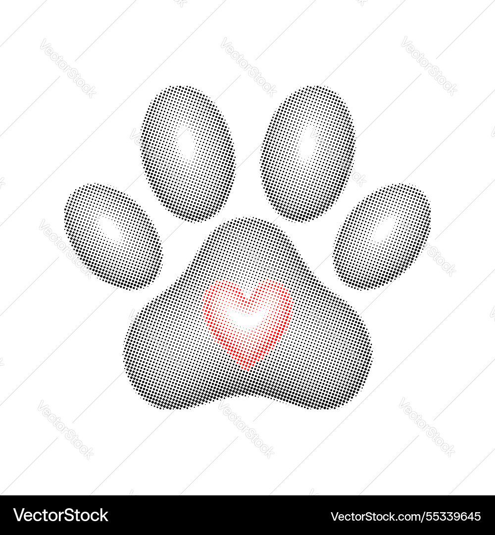 Paw print with a halftone effect vector image