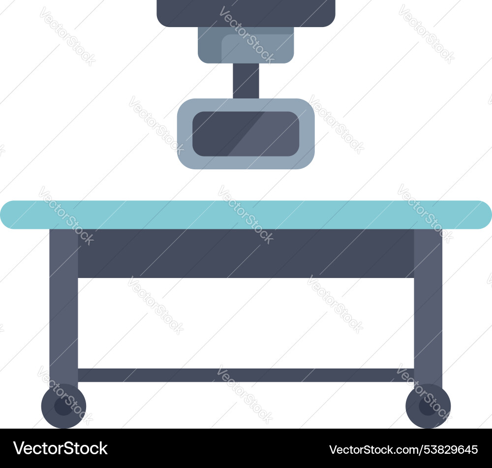 Surgical lamp hanging over empty operating table Surgical lamp hanging over empty operating table vector image