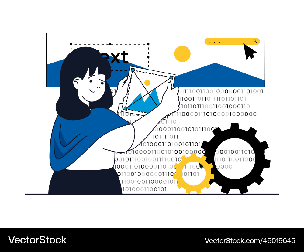 Web development concept with character situation Web development concept with character situation Vector Image
