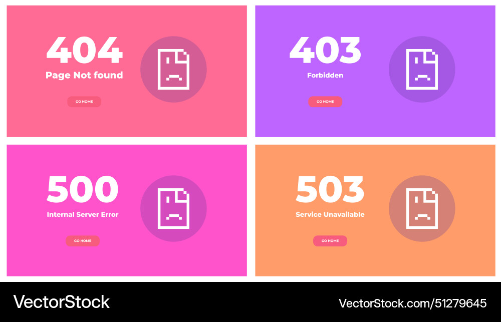 Web error pages layout design vector image