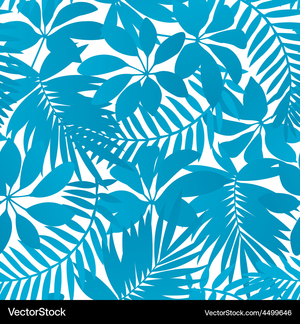 Blue tropical leaves seamless pattern Royalty Free Vector