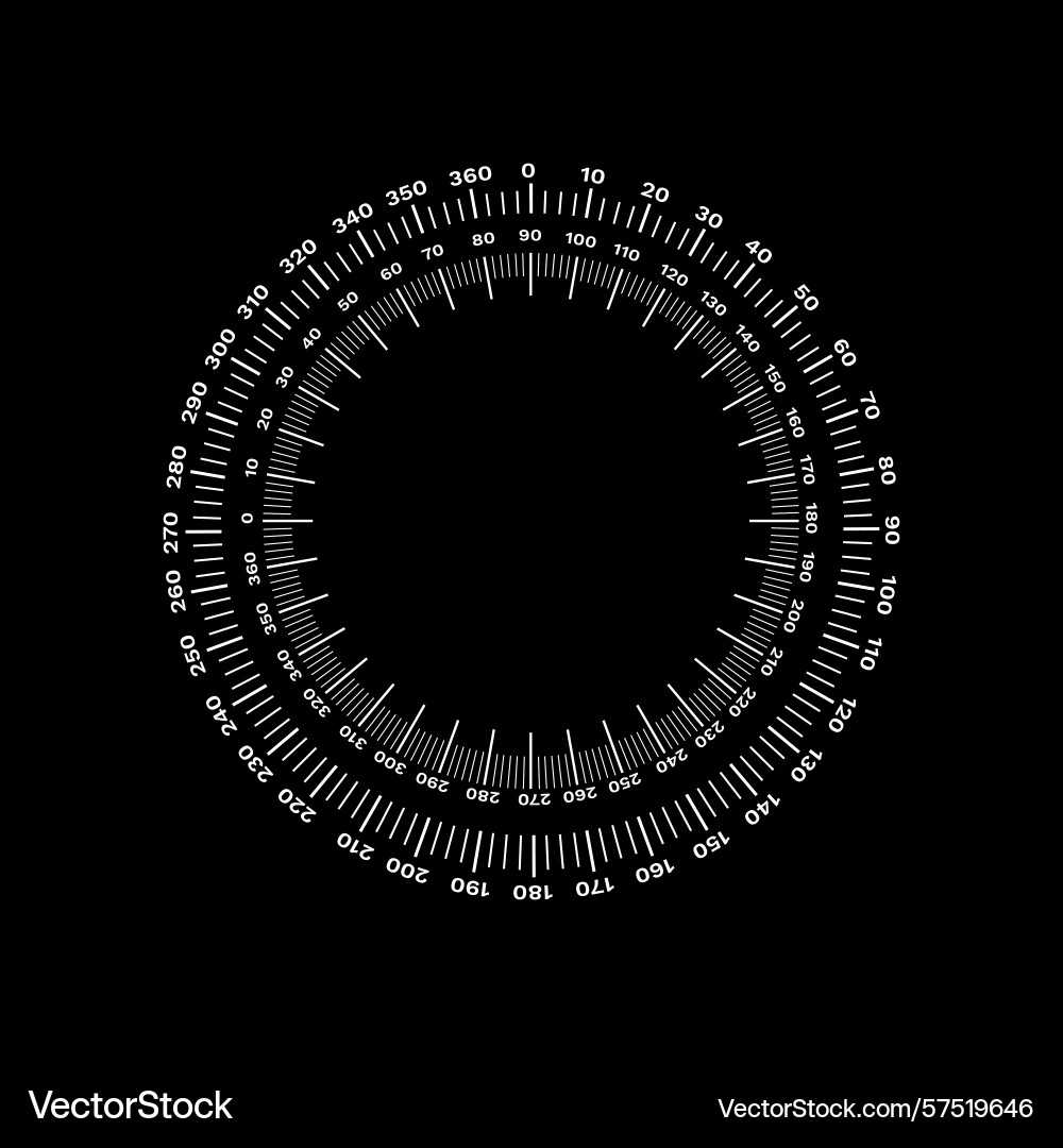 Circular measuring scale with detailed tick marks vector image