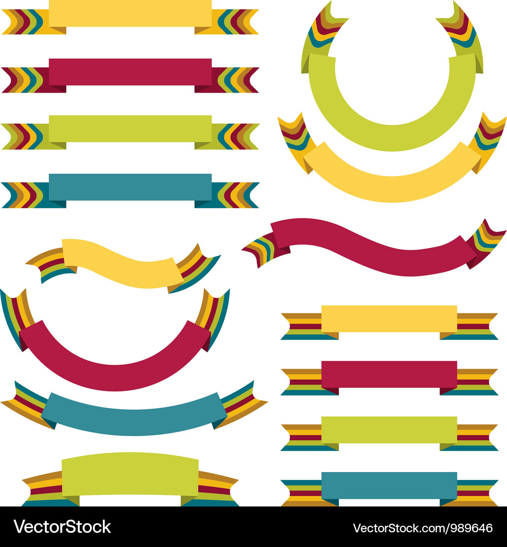 Retro Ribbon and Label Set Vector Image