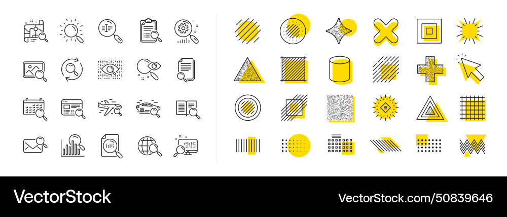 Search line icons set of indexation artificial Search line icons set of indexation artificial vector image