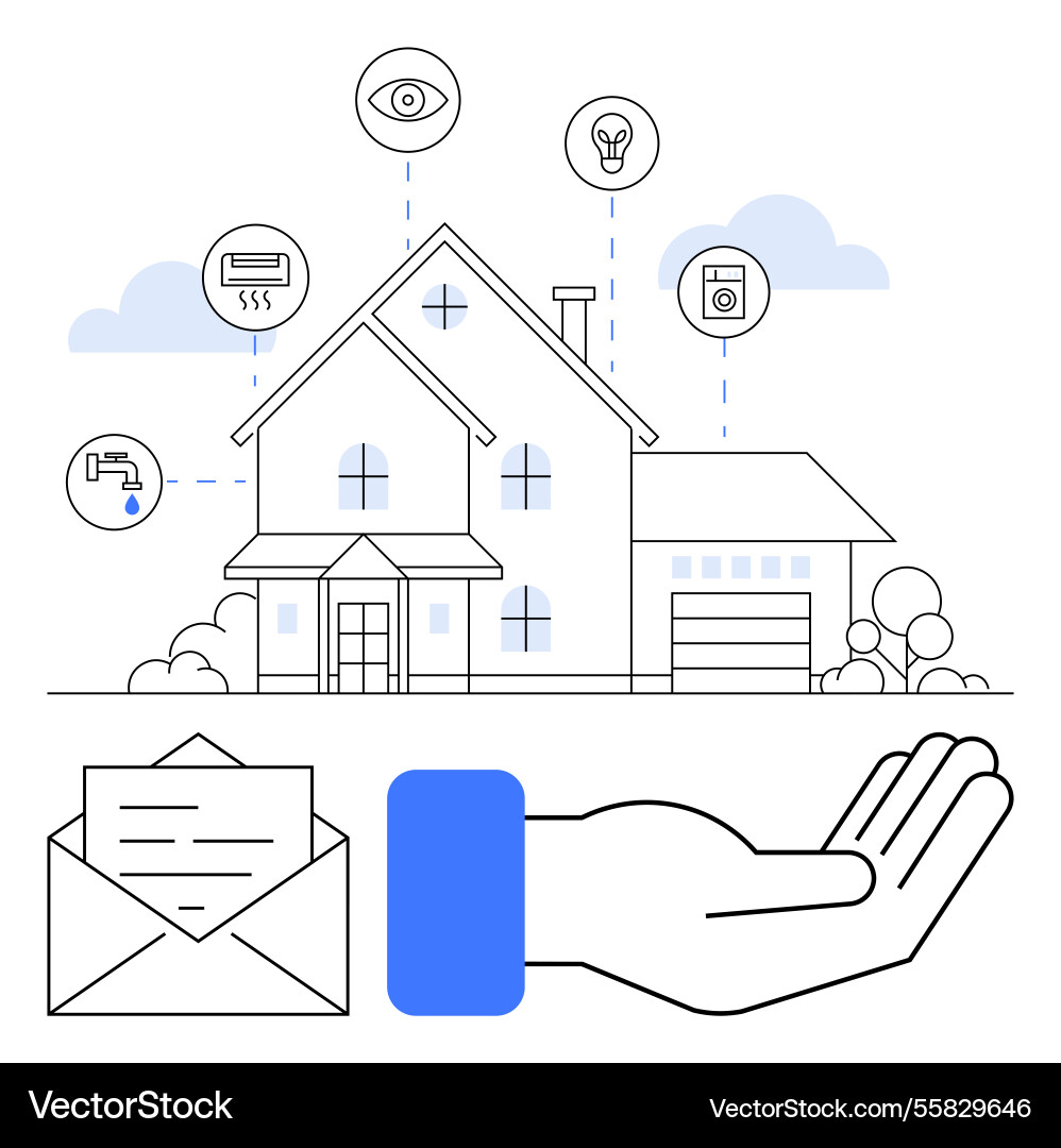 Smart home system with connected devices Smart home system with connected devices vector image