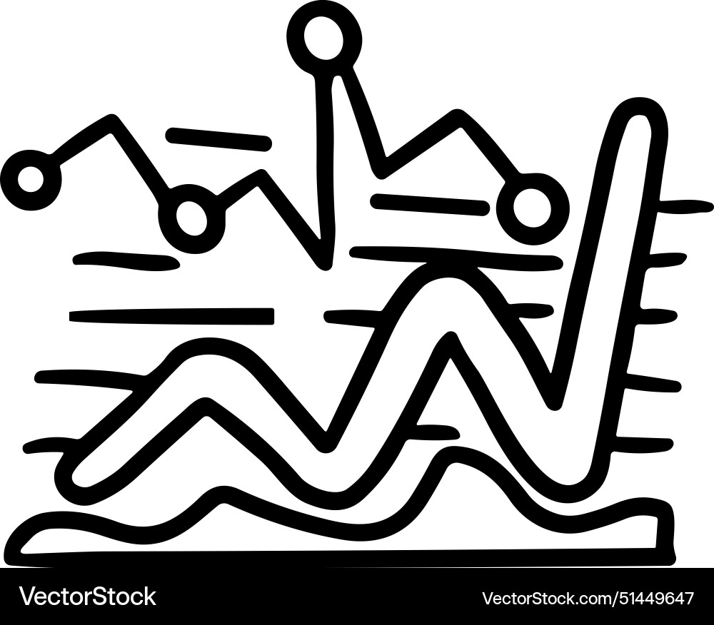 A graph with line going up and box Vector Image