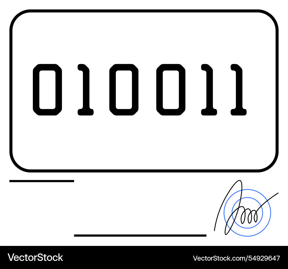Binäre Codeanzeige mit digitaler Signatur Binäre Codeanzeige mit digitaler Signatur Vektorbild
