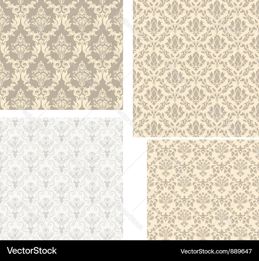 Elegant Damask Pattern Set Vector Image
