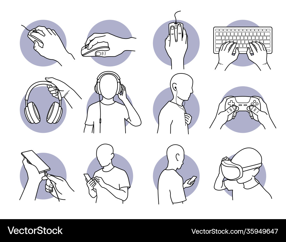 Hand using computer mouse keyboard gamepad game vector image