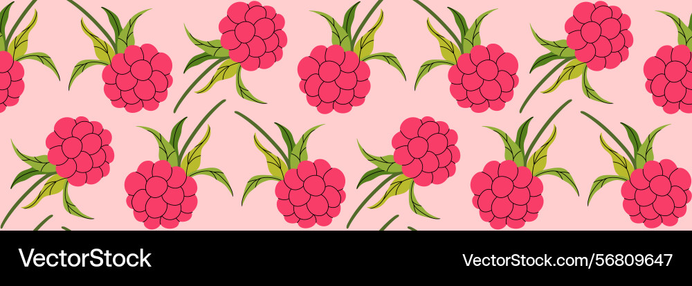 Pink raspberry seamless pattern on background Vector Image